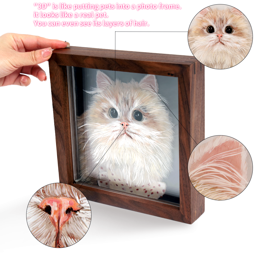 Custom Pet Portrait Acrylic Painting 3D Layered Pet Art Personalized Hand-Drawn
