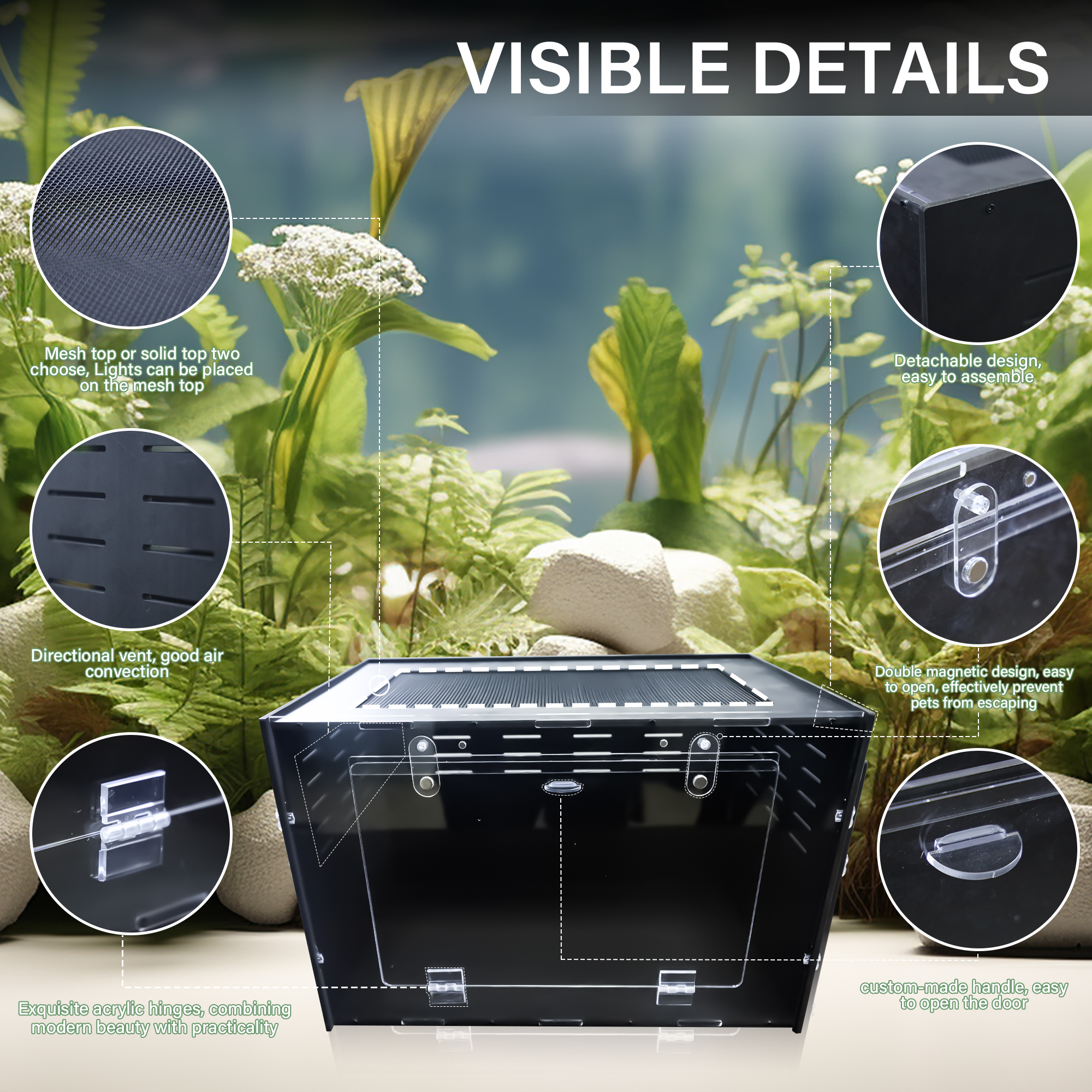 Customization PET high quality reptile cages with acrylic door terrarium display enclosures with factory support