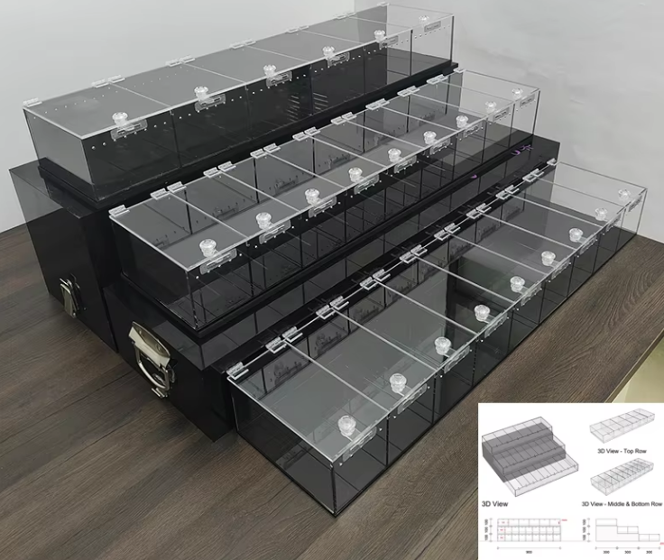 Reptile Acrylic Dispalys 3 Levels Showcase for Expo